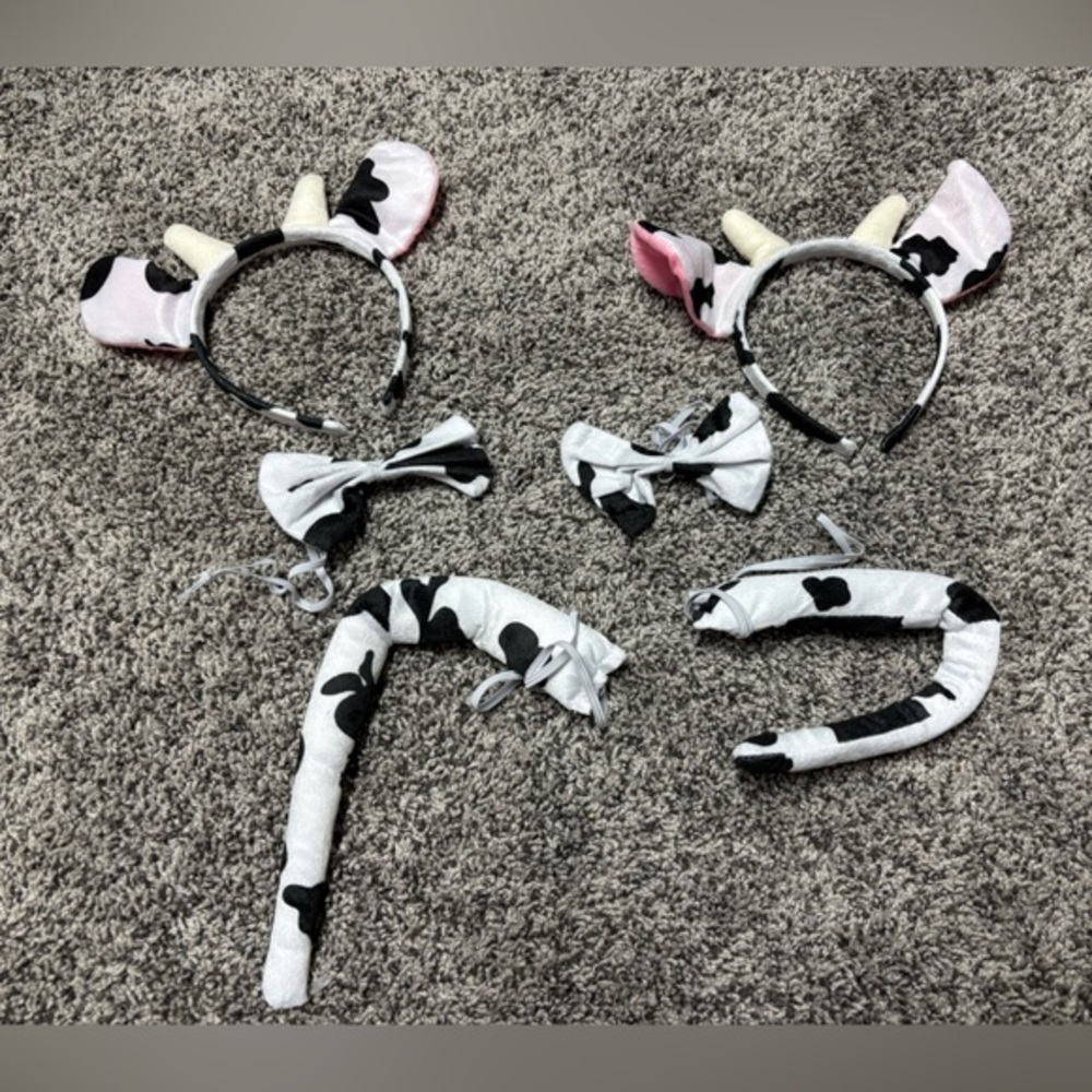 Cow Print Kids Headband and Tail Set